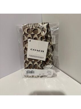 NEW Coach Signature Print Silk Skinny Scarf Bone C8363 NWT